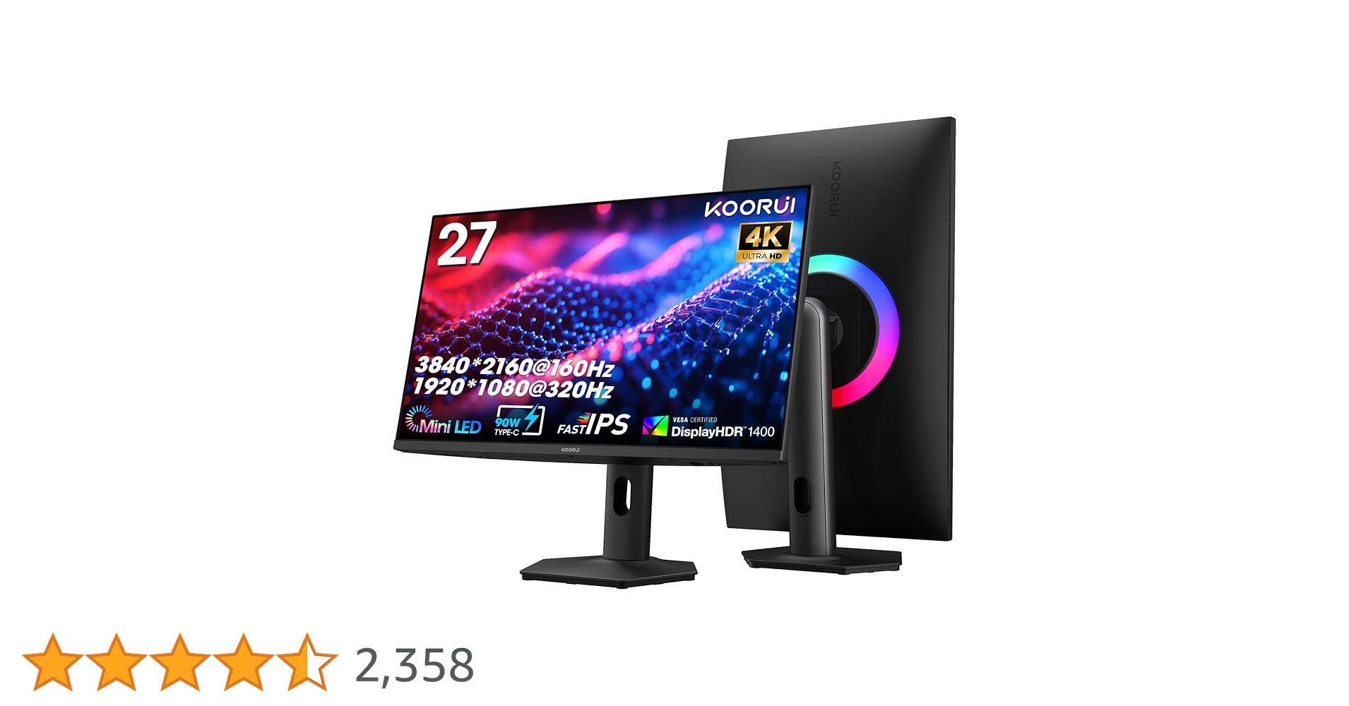 Amazon.co.jp: KOORUI QD-MiniLED 27インチ ゲーミングモニター